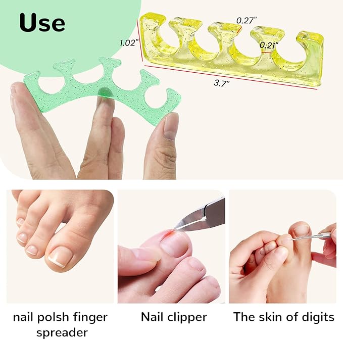 SUNFATT Toe Separators for Pedicure,Toe Separators for Nail Polish,Pedicure Toe Spacers,Toe Spacers use for separation of toenails or nails,Soft Gel Toenail Spacers Pedicure Kit.(6pcs)