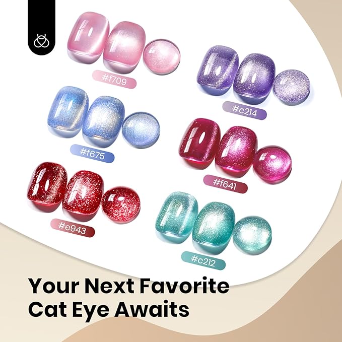 Beetles Brown Cat Eye Gel Nail Polish - Velvet Cinnamon Cat Eye Gel Polish, 15ML Fall Brown Mocha Mousse Magnetic Glitter Gel Polish with Magnet Soak Off UV French Nail Art Manicure Gift for Women