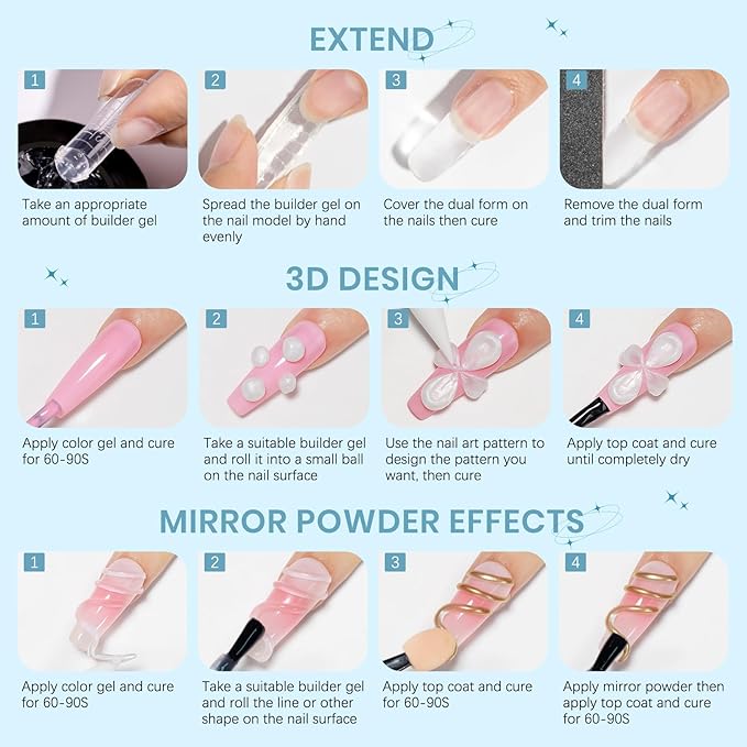 Sculpting Gel for 3D Nail Art Gel Non Stick Hand Solid Builder Hard Gels for Extension Carving Sculpting Beauty Nail Charms for Beginner and Salon DIY