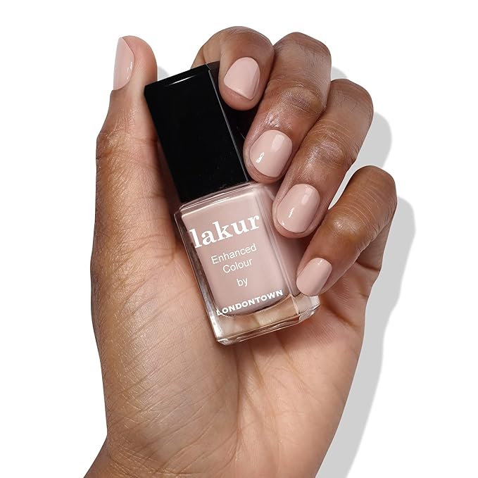 LONDONTOWN lakur Nail Polish - Chip-Resistant, Non-Toxic, Conditions & Hydrates Nails | Glossy Buff Nude, Pampas Beige, .40 fl oz