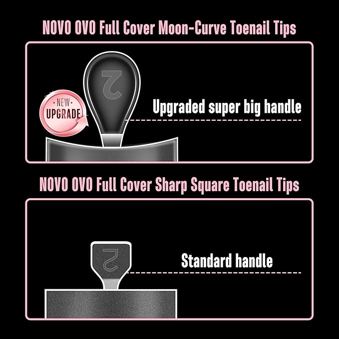 NOVO OVO Halloween Short Toe Nail Tips Press on with Moon Curve, Thick Sharp Square Full Cover Soft Gel False Toenail Extension Kit, Clear Matte Fake Nails Acrylic Pedicure for DIY x 15 Sizes 240 Pcs