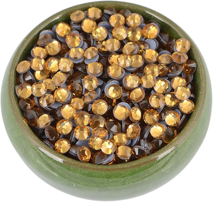 NCB 2880pcs Hotfix Rhinestones Bulk, Clear Rhinestones for Crafts Clothes, Hotfix Crystals DIY Decoration (Crystal Yellow, SS12 3mm)