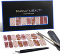Nail Polish Strips, 32PCS Salon Quality Wraps, Long Lasting Gel Nail Stickers for Women Easy Apply& Remove (Red Agate)
