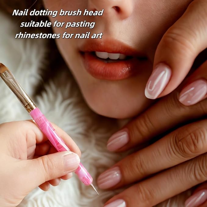 French brush for nails Premium 2 Way French Gel Acrylic Nail Art Brush & Dotting Tool ，2-Piece #14 & #16，Professional Nail Salon Quality Brush, Nail Dotting Pen