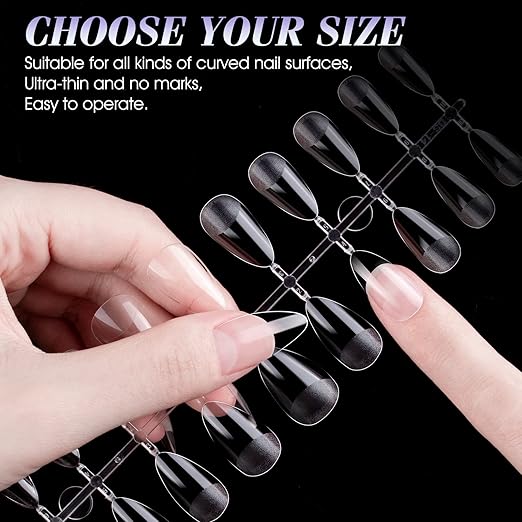 gelike ec Nail Tips Gel for Home: Short Almond 240pcs 12 Sizes False Nails for Beginners Women Girls
