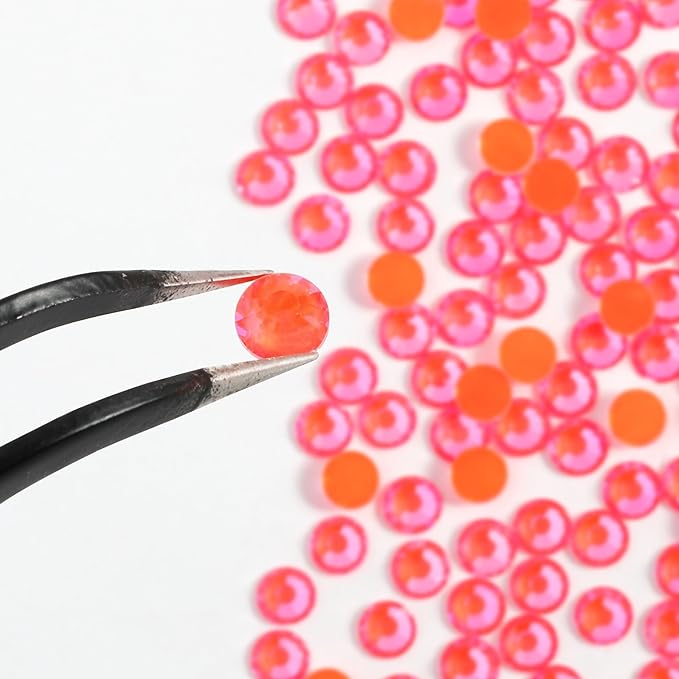 Beadsland 1440pcs Flat Back Crystal Rhinestones Round Gems for Nail Art and Craft Glue Fix, Luminous Orange, SS16,3.8-4.0mm