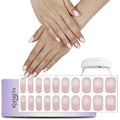 Semi Cured Gel Nail Strips – Real Gel Nail Polish Wraps for Brittle Nails | Waterproof Long Lasting Easy Peel-Off Removal | Hema-Free | 20-Piece Pink Aura Salon Kit with UV Lamps