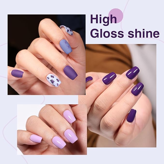 Gel Polish Set of 6 Colors 12ml with Purple Beige,Spring Gel Polish Kit for Salon DIY at Home, Soak Off LED UV Gel Nail Polish, Gifts for Women Girls