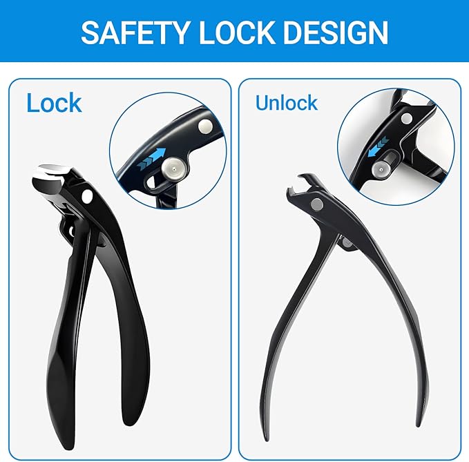 Long Handle Toenail Clippers for Seniors Ultra Wide Jaw Opening Toe Nail Clippers Set for Thick Toenails Sharp Professional Fingernail Cutters Trimmers for Men Women - Black