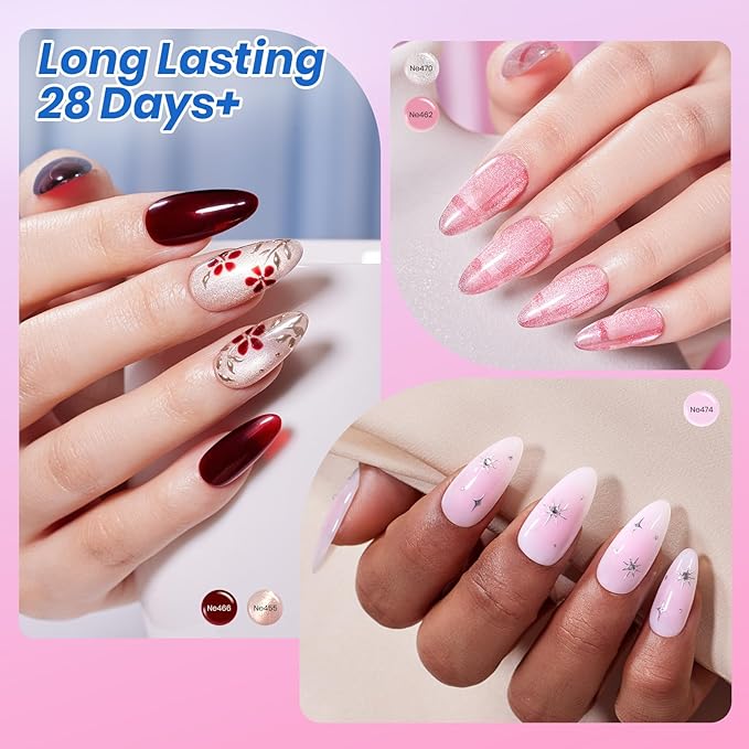 Beetles Deal Box Jelly Gel Nail Polish Set, Jelly Pink Milky White Black Green Silver Cat Eye Glitter Gel Polish HEMA-Free TPO-Free Base Top Coat 36PCS 25 Colors UV LED Needed DIY Salon Home