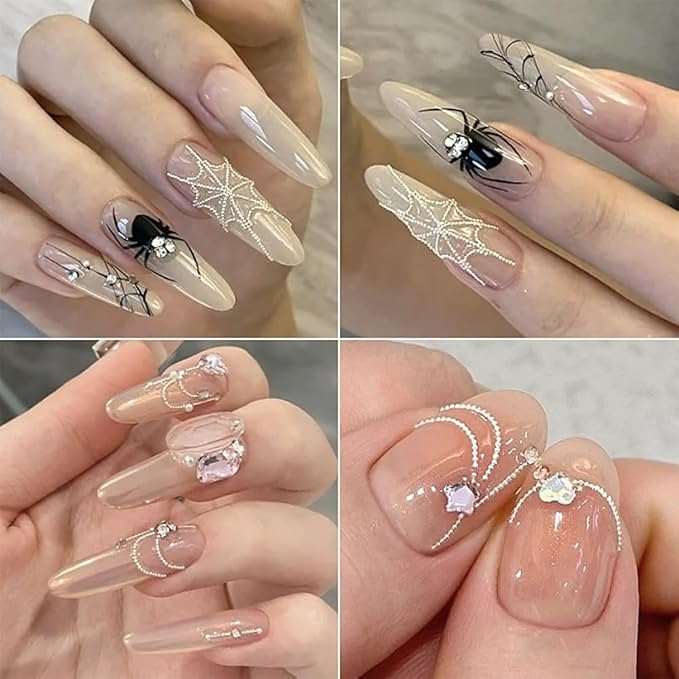 3D Nail Caviar Beads for Nail Art Metal Mini Nail Ball Beads Nail Studs DIY Decorations Accessories (White K and Silver)