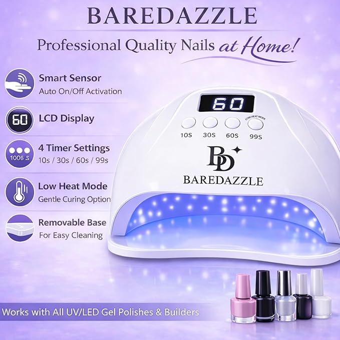 120W UV LED Nail Lamp for Gel Nails – Professional Nail Dryer with 4 Timers, LCD Display, Auto Sensor & Low Heat Mode – Removable Base, 36 LED Beads