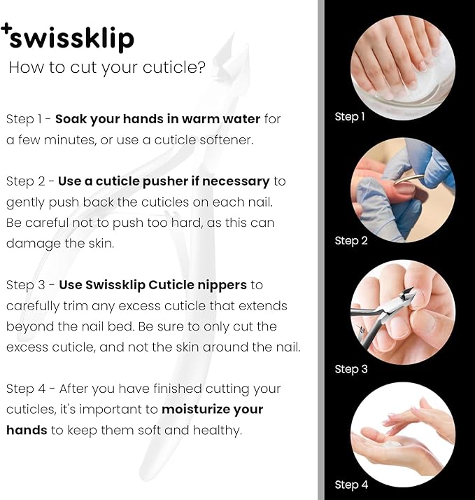 Swissker by Swissklip Cuticle Trimmer, Cuticle Remover, White Elephant gifts, Cuticle Nippers, Cutter, Nail Nipper used along with Cuticle Pusher Tool, Nail Cuticle Trimmer (Pack of 4)