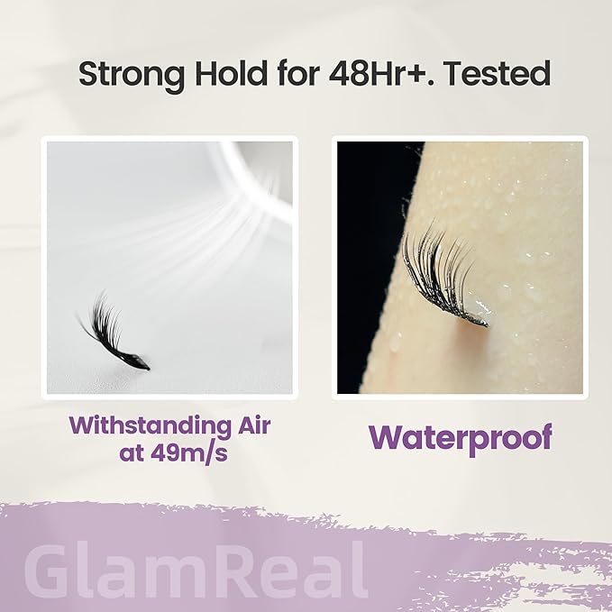 Press-On No Glue Needed Lash Clusters 72Pcs丨Self Adhesive Eyelashes 10-16mm丨Classic Cateye Look丨Reusable & No Residue丨Beginner Friendly Extension Kit by GlamReal