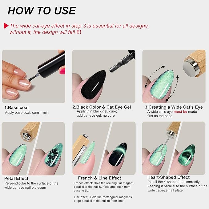 3 in 1 Nail Magnet with Heart Shaped Cat-Eye Tool, Multifunctional Cat Eye Gel Nail Polish Magnet Pen, 3D Magnetic Nail Polish Stick for Home DIY, Salon, Studio, Nail Art Design Tools