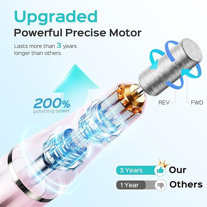 Cordless Electric Nail Drill File: COSLUS Nail Drill Machine with Stepless Speed Knob for Acrylic Gel Dip Powder Polish, Professional Portable Manicure Pedicure Kit Rechargeable for Home Salon Use