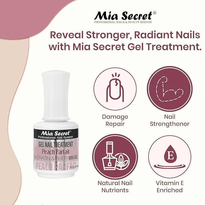 Mia Secret Professional Peach Parfait Scented Gel Nail Treatment Keratin Base & Top Gel 0.5 FLoz