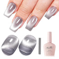 Imtiti Glass Silver Cat Eye Gel Nail Polish with Magnet, Holographic Glitter Shimmer Magnetic UV Gel Polish for Nail Art Soak off UV Led