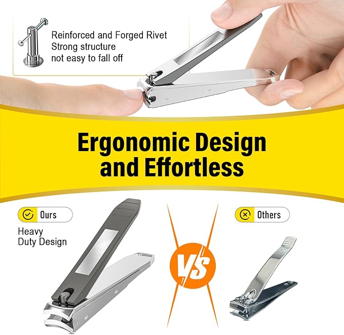 Nail Clipper Set,Premium Stainless Steel Fingernail and Toenail Clipper Cutters with Nail File and Catcher, Sharp Effortless Nail Clippers Tools for Men & Women