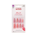 KISS Gel Fantasy Press On Nails, Nail glue included, 'Be Jelly', Pink, Long Size, Coffin Shape, Includes 28 Nails, 2g Glue, 1 Manicure Stick, 1 Mini File, 1 Adhesive Tab