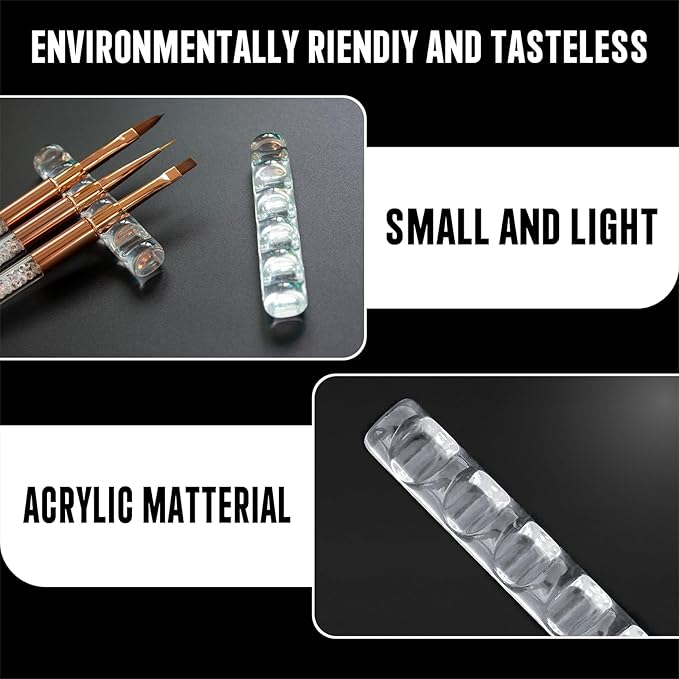 Acrylic Nail Art Brush Holder Stand - 5 Grids Crystal Clear Nail Brush Organizer, Perfect for Manicure and DIY Nail Art Pens, Brushes, and Tools (Transparent)