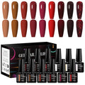 MEET ACROSS 9 Colors Gel Nail Polish + 3PCS Function Gel Nail Polish Kit,Fashion Nail Art Set Design Gifts for Women Manicure Salon (SET6, 12pcs)