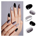 DANNI & TONI Semi Cured Gel Nail Strips Black Silver Ombre (Moon Veil) Mirror Gel Nail Wraps 28 Stickers