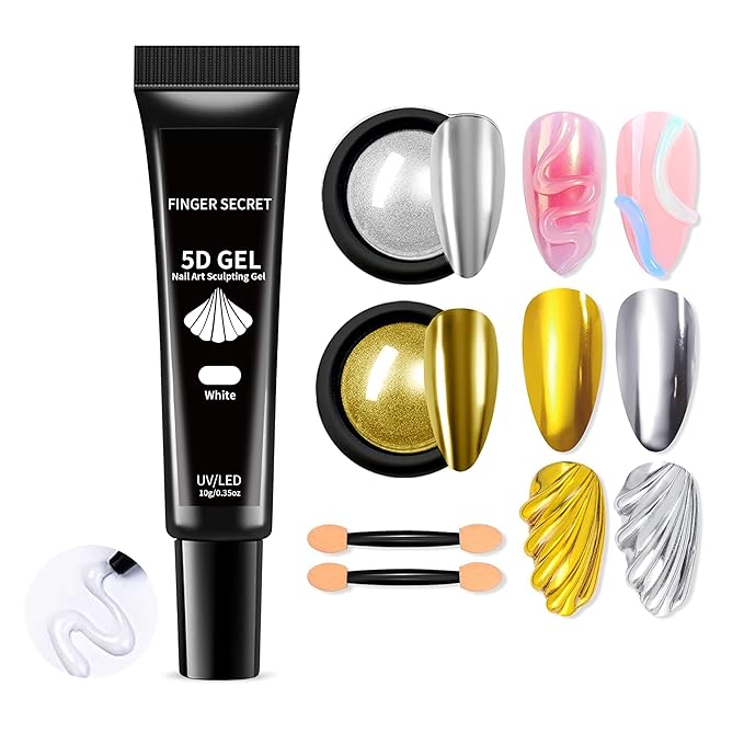 3D Nail Art Sculpting Gel Kit-10g/0.35floz Rhinestone Glue Nail Art Sculpting 5D Nail Gel Polish Dimensional Designs Ideal for Professional and Home DIY l