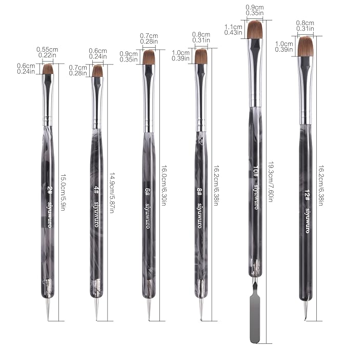 6Pcs Kolinsky Sable Nail Brush French Nail Brush 2 Way Professional UV Gel Acrylic Nail Art Brush with Dotting Tool for French Manicure Cuticle Clean Up Nail Art Design Pen (Set)