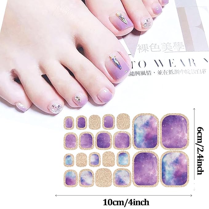 DANNEASY 20 Sheets Toe Nail Stickers Toenail Polish Strips Nail Wraps for Women Self Adhesive Toes Nail Polish Stickers Gel Nail Strips Toenails Manicure Sticker Nail Art Accessories with Nail File
