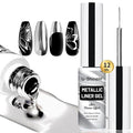 12ml Metallic Painting Gel Liner Nail Art 3D Mirror Chrome Effect Nail Polish Metal Painted Drawing Build in Thin Brush Soak Off UV/LED Ultra Mirror Silver Gel for Nail Art Manicure