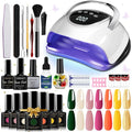 LimeGirl Gel Nail Polish Kit with U V Light, 23PCS Starter Kit with 7 Colors, Hot Pink/Orange/Yellow Green/Skin Tones,Dark-skinned Collection, Salon-Grade Gel Polish Set Nail Lamp Gift for Women