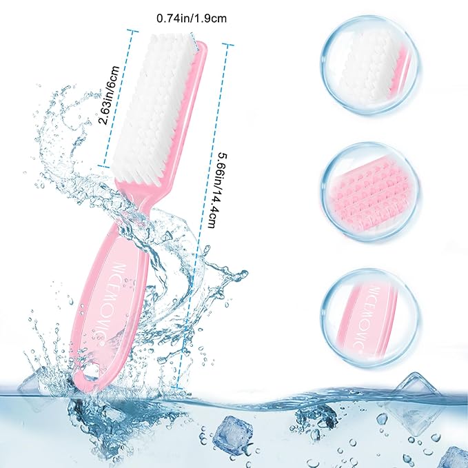 NICEMOVIC 20 Pcs Nail Brush for Cleaning Fingernails, Handle Grip Nail Scrubber Brush, Hand Fingernail Cleaner Brush Manicure Tools Scrub Cleaning Brushes, Use for Toe and Nail Cleaning (Clear Pink)