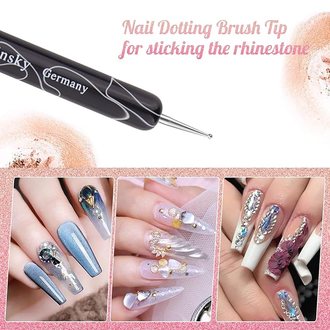 French Manicure Brush - Two Way Nail Art Brush with Dotting Tool for Manicure Cuticle Clean Up - Professional Salon Quality, Nail Dotting Pen (12#, Black)