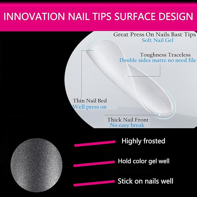 UNA GELLA Full Square Gel Fake Nails Pre-file 120pcs Press On Nails XXL No C Curve Extra Long Nail Tips Clear Long Flat Nail Tips Tapered Square Soft Gel Tips