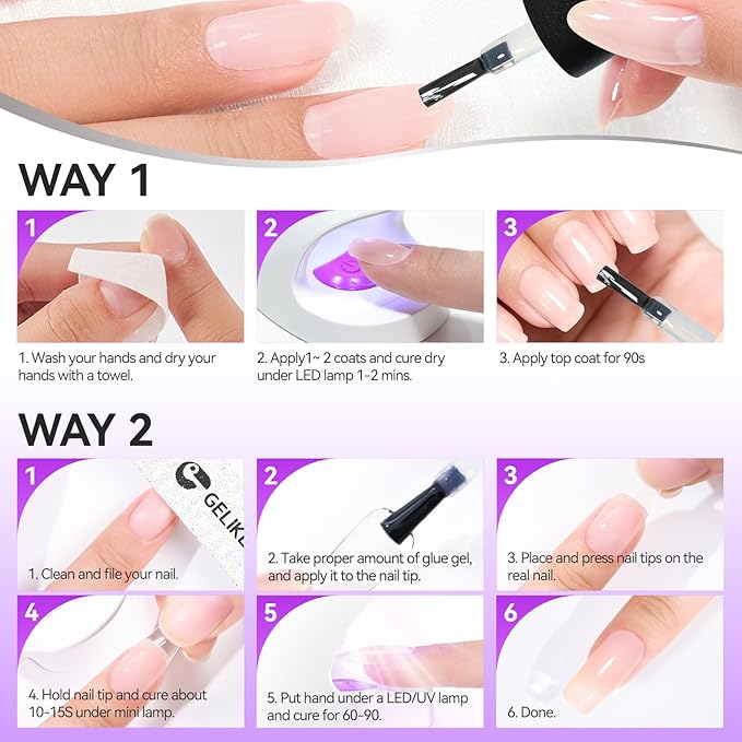 Gelike EC Pro Nail Glue & Strengthener: Nude 6-in-1 Nail Adhesive for Repair - Strengthening & Protein Repair - Perfect for Home & Salon Use 11547 - UV Needed