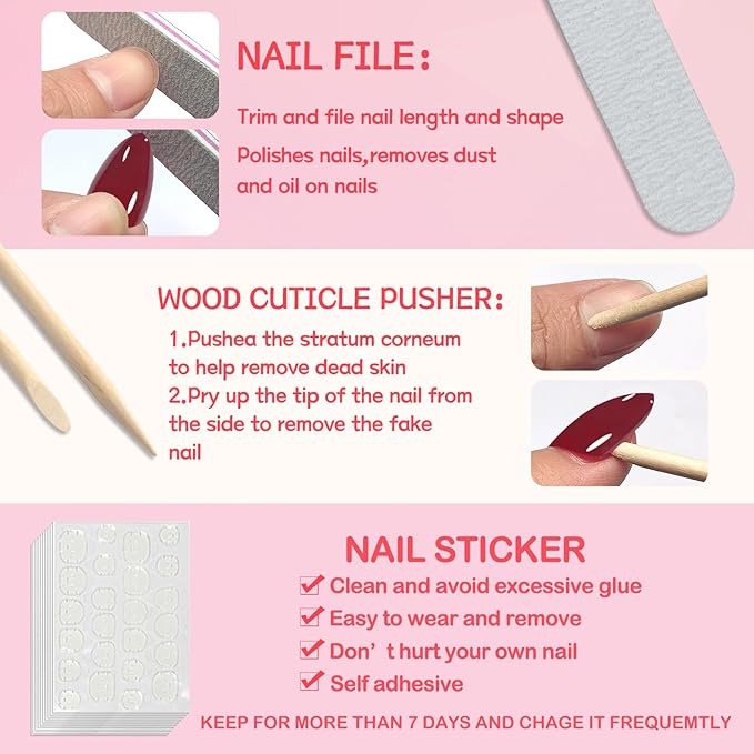 120pc Red Almond Press on Nails Short Fake Nails Press ons for Women Acrylic Nails Press on Nails&Glue Tabs, Short Red Press on Nails Almond False Nail Tip Stick on Artificial Fingernail