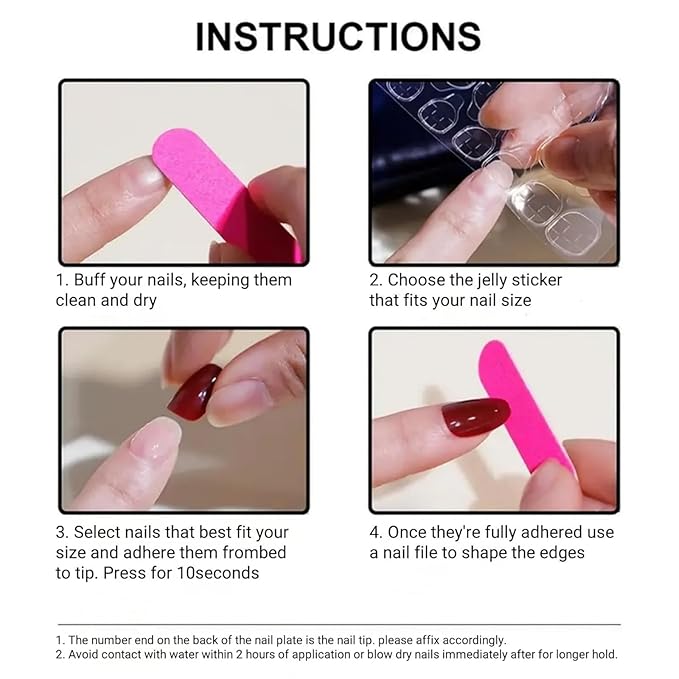 Long Press on Nails Stiletto Fake Nails Red French Artificial Nails with 3D Water Droplets Designs Extra Long Glossy Cute Stick on Nail for Women 24pcs