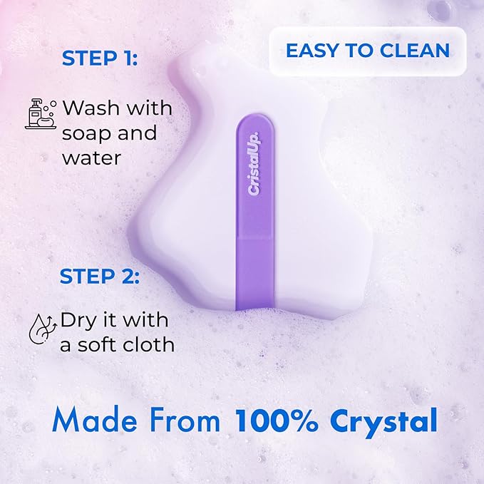 CRISTAUP Crystal Hand Nail File 5.3in, Glass File Durable, Eco Friendly, Gentle on Nails, Perfect for Home, Office and On The Go Elegant Design for Professional Manicure and Pedicure Results