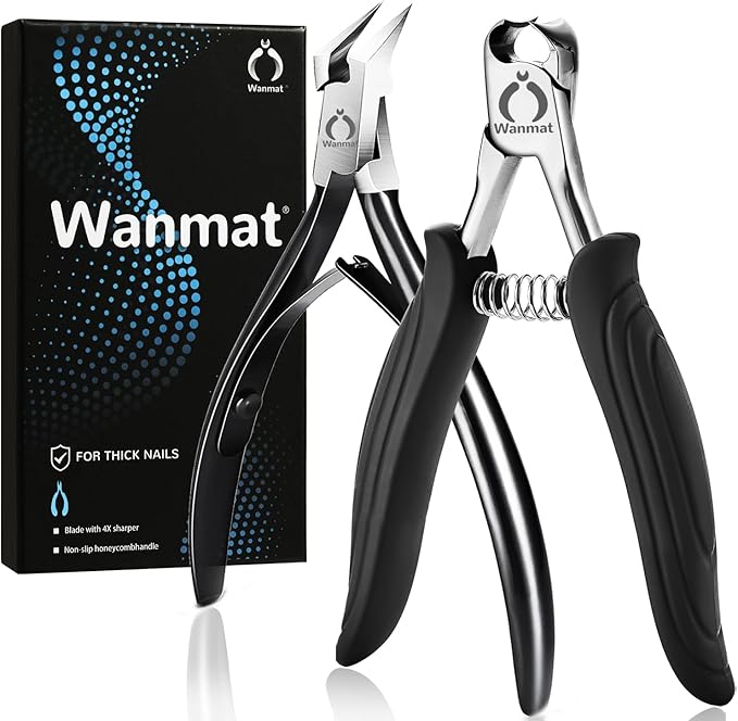 Wanmat Toenail Clippers, Professional Thick & Ingrown Nail Clippers for Men, Pedicure Clippers Toenail Cutter, Upgraded Toe Nail Clippers with Catcher and Non-Slip Handle