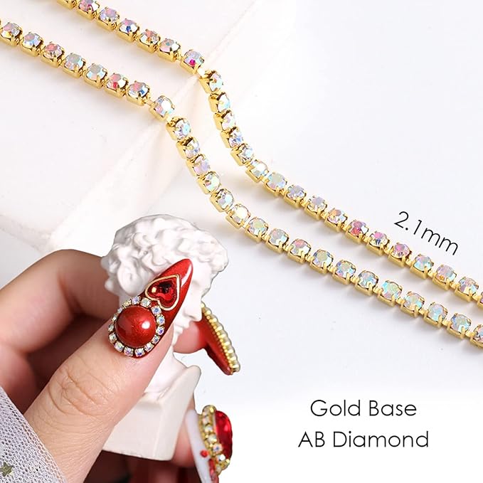 Metal Nail Art Chains Decorations, Gold Silver Nail Art Line Accessories, Punk Luxury Pearl Gem Nail Art Glitter Design, 3D Nail Art Chain Supplies for Women Manicure Art, Resin Nail Art Tips Tools