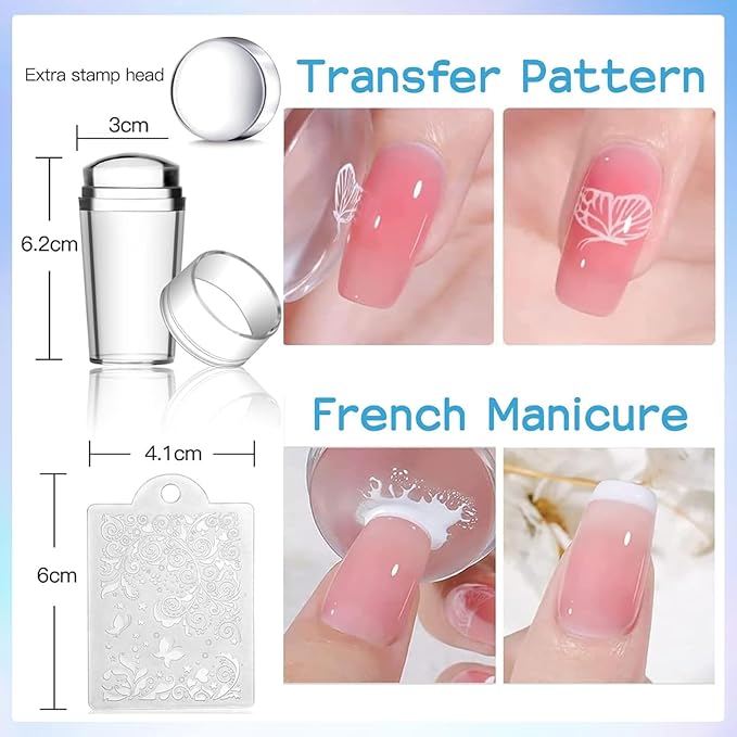 Biutee 10PCS Nail Art Stamping Plates Set Nail Stamper Kit with Nail Stamper Scraper and Storage Bag, Nail Stamp Plate Butterfly Starry Sky Flower Bowknot Design Nail Stamping Kit