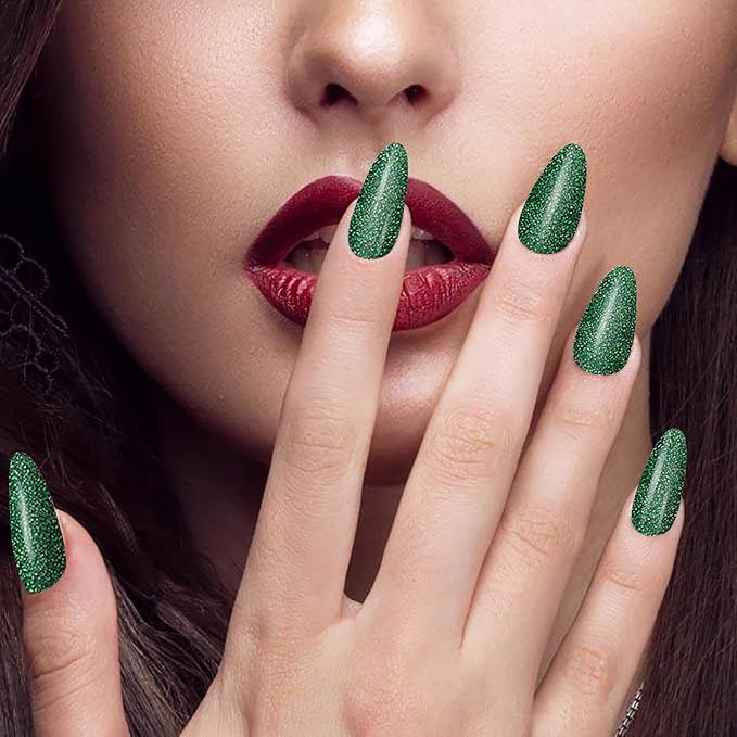 20 Sheets Green Solid Color Nail Polish Strips with Nail File Self-Adhesive St. Patrick's Day Nail Strips Nail Stickers Full Nail Wraps for Women Nail Art