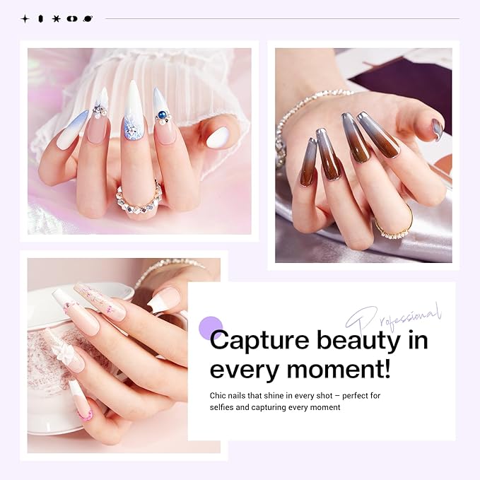 Acrylic Nail Kit for Beginners: 30g Clear Acrylic Powder Set with Glitter Powder Brush Nail Forms Manicure Tools Nails Kit with Everything Home DIY Nail Art Salon
