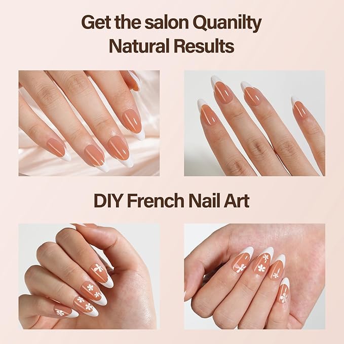 Vansiho French Gel Nail Tips, 150Pcs Medium Almond Gel Nail Tips, Brown Soft French Tips Press on Nails, Fake Nails for Nail Art DIY 15 Sizes