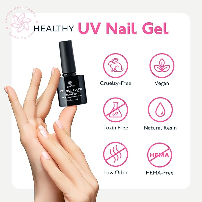 SUNUV SUN9C LED UV Light for Nails With Hema-Free Gel Nail Polish Kit, 6 Colors Gel Polish Set