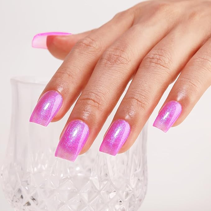 Imtiti Glitter Gel Nail Polish, 0.5 Fl Oz Pink Iridescent Glitter Gel Polish Soak Off LED UV Shimmer Sparkle DIY Art Starter Manicure Salon