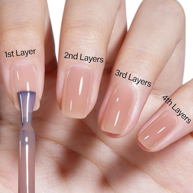 AILLSA Jelly Nude Gel Polish Dark Nude Gel Nail Polish Natural Translucent Nail Polish Soak Off U V Neutral Color Sheer Base Polish for Nail Art DIY French Manicure at Home 0.51 Fl Oz /GB55