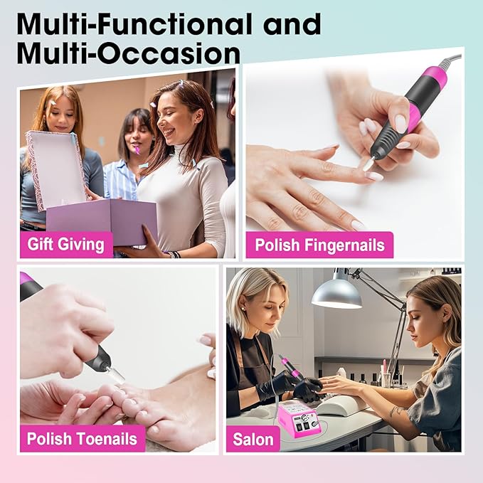 LAVAED Nail Drill Professional Electric Nail File 35000RMP Nail Filer Nails Drill Kit Electric E Filer for Nails with Nail Drill Bits and Sanding Bands and for Acrylic Nail Gel Nail Manicure Pedicure