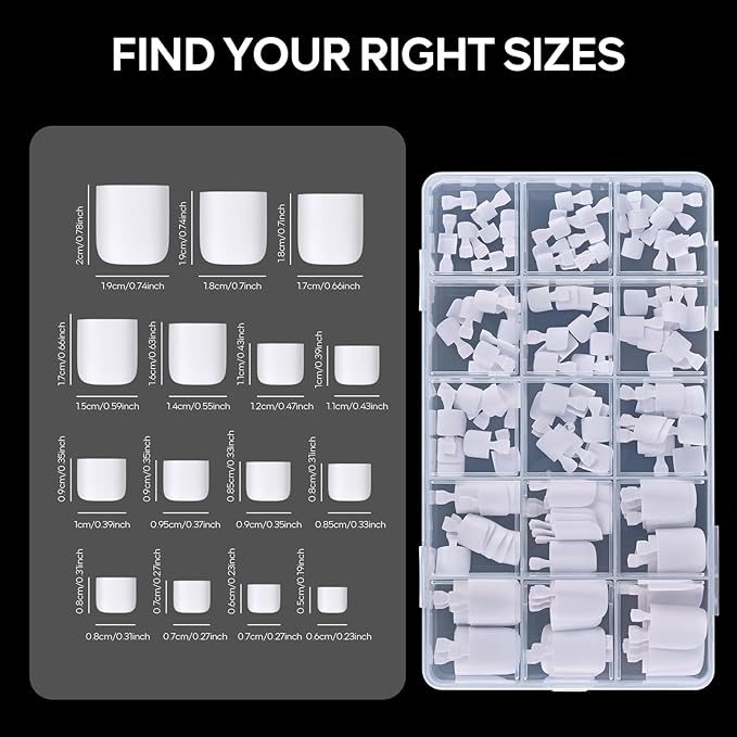 White Toe Nail Press On with 2 Nail Glue, 150pcs Square French Toe Nail Press Ons, 15 Sizes Thick Soft False Toenail Extension, Pink Full Cover Acrylic for Nail Art DIY
